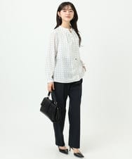 F1LGD33170 MK MICHEL KLEIN(小さいサイズ)(メゾン ドゥ サンク) 【小さいサイズ】ドライタッチストレッチ テーパードパンツ/イージーケア/洗濯機で洗える グレージュ