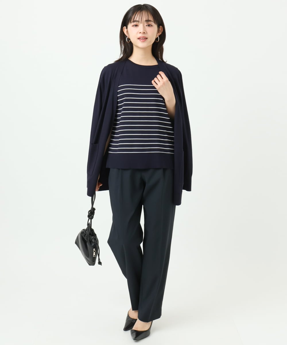 F1LGD33170 MK MICHEL KLEIN(小さいサイズ)(メゾン ドゥ サンク) 【小さいサイズ】ドライタッチストレッチ テーパードパンツ/イージーケア/洗濯機で洗える グレージュ