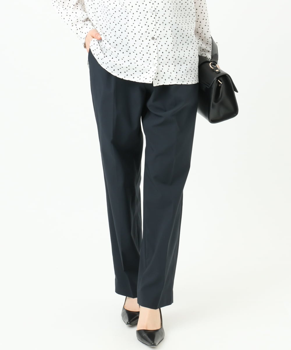 F1LGD33170 MK MICHEL KLEIN(小さいサイズ)(メゾン ドゥ サンク) 【小さいサイズ】ドライタッチストレッチ テーパードパンツ/イージーケア/洗濯機で洗える グレージュ