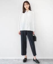 F1LGD33170 MK MICHEL KLEIN(小さいサイズ)(メゾン ドゥ サンク) 【小さいサイズ】ドライタッチストレッチ テーパードパンツ/イージーケア/洗濯機で洗える グレージュ