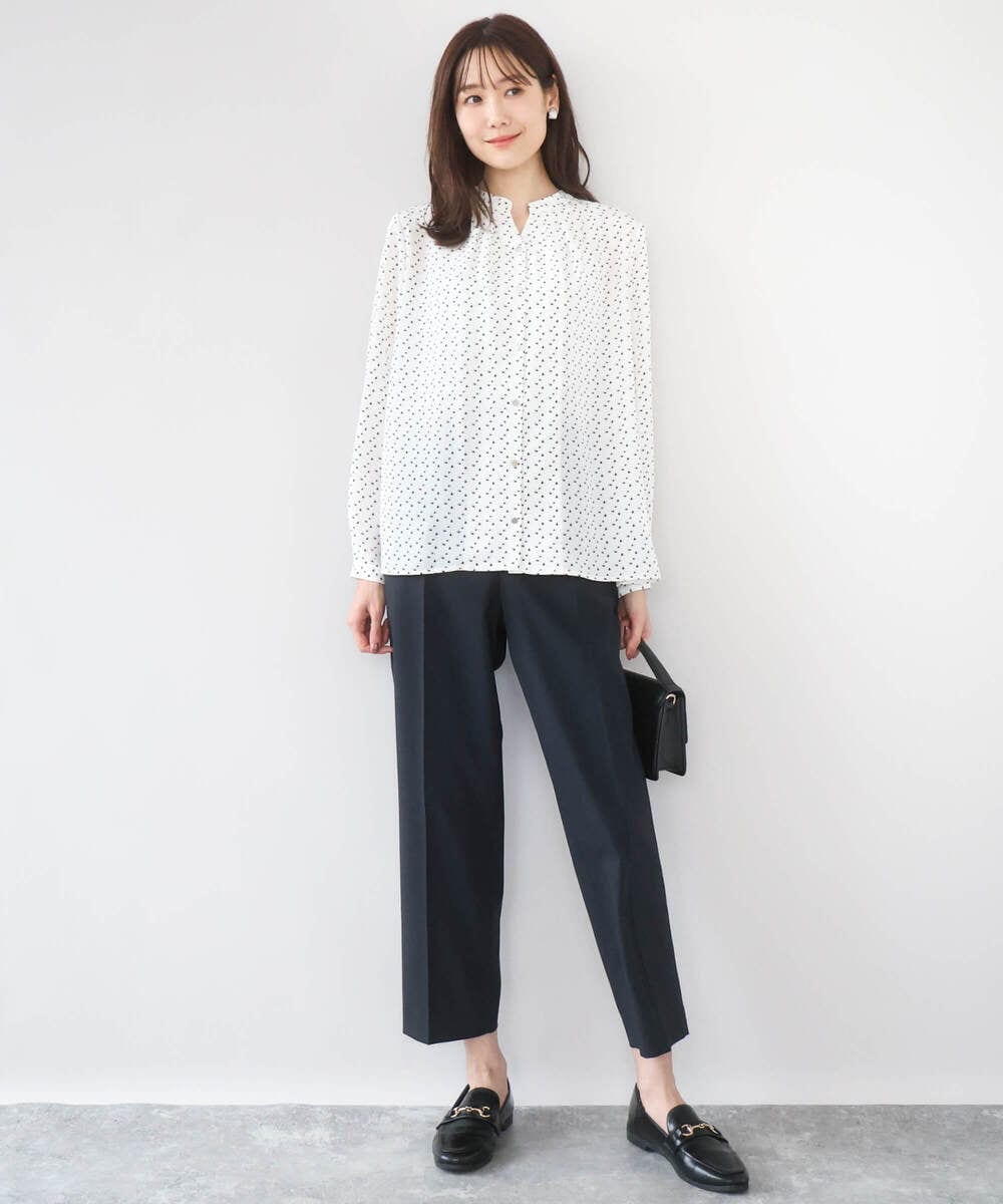 F1LGD33170 MK MICHEL KLEIN(小さいサイズ)(メゾン ドゥ サンク) 【小さいサイズ】ドライタッチストレッチ テーパードパンツ/イージーケア/洗濯機で洗える グレージュ