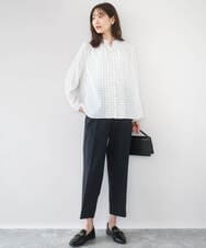 F1LGD33170 MK MICHEL KLEIN(小さいサイズ)(メゾン ドゥ サンク) 【小さいサイズ】ドライタッチストレッチ テーパードパンツ/イージーケア/洗濯機で洗える グレージュ