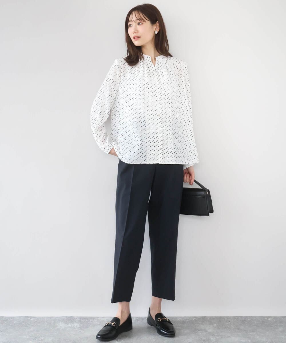 F1LGD33170 MK MICHEL KLEIN(小さいサイズ)(メゾン ドゥ サンク) 【小さいサイズ】ドライタッチストレッチ テーパードパンツ/イージーケア/洗濯機で洗える グレージュ