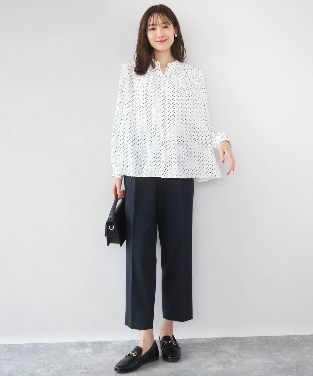 F1LGD33170 MK MICHEL KLEIN(小さいサイズ)(メゾン ドゥ サンク) 【小さいサイズ】ドライタッチストレッチ テーパードパンツ/イージーケア/洗濯機で洗える グレージュ