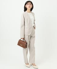 F1LGD33170 MK MICHEL KLEIN(小さいサイズ)(メゾン ドゥ サンク) 【小さいサイズ】ドライタッチストレッチ テーパードパンツ/イージーケア/洗濯機で洗える グレージュ