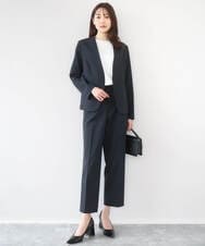 F1LGD33170 MK MICHEL KLEIN(小さいサイズ)(メゾン ドゥ サンク) 【小さいサイズ】ドライタッチストレッチ テーパードパンツ/イージーケア/洗濯機で洗える グレージュ