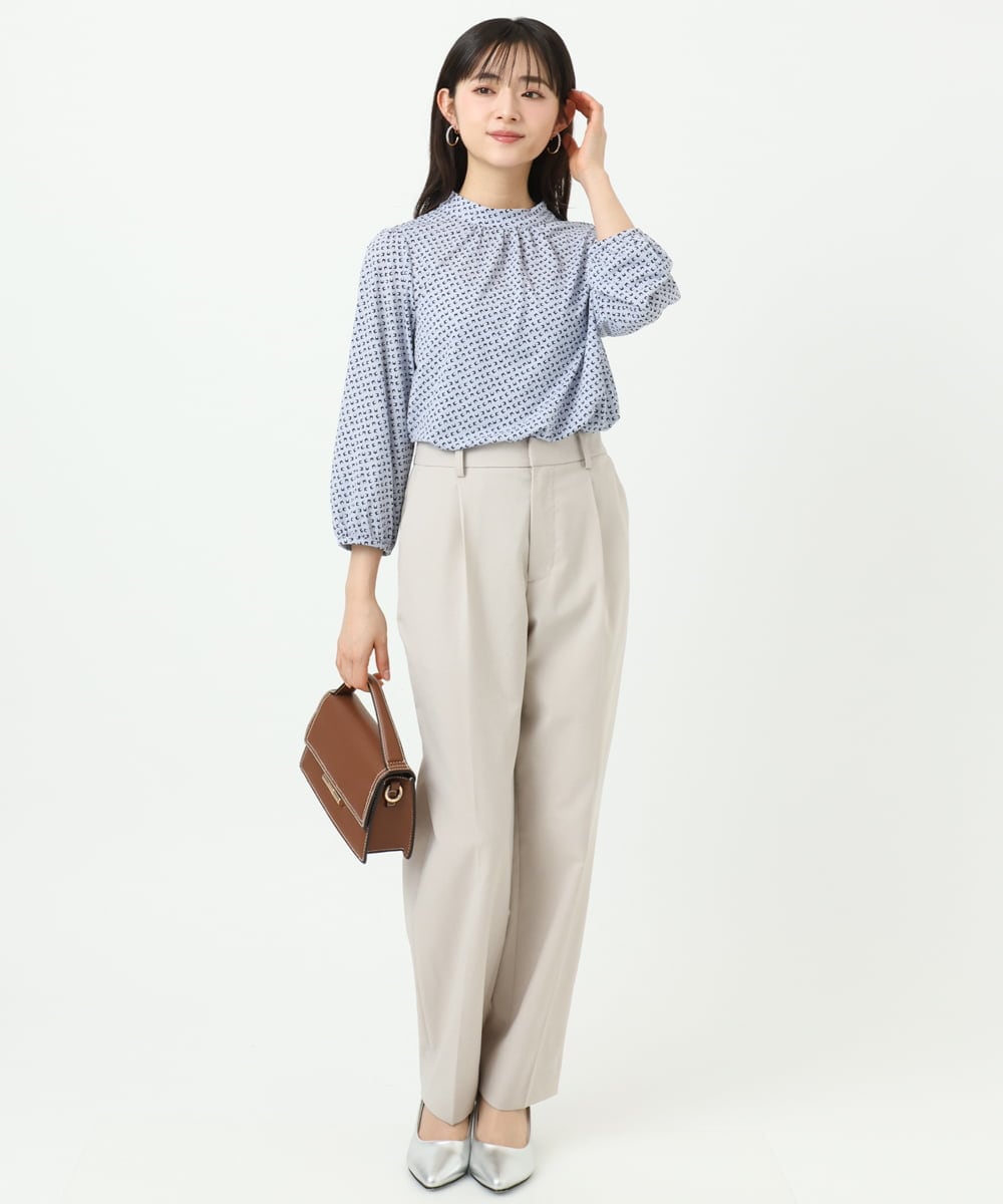 F1LGD33170 MK MICHEL KLEIN(小さいサイズ)(メゾン ドゥ サンク) 【小さいサイズ】ドライタッチストレッチ テーパードパンツ/イージーケア/洗濯機で洗える グレージュ