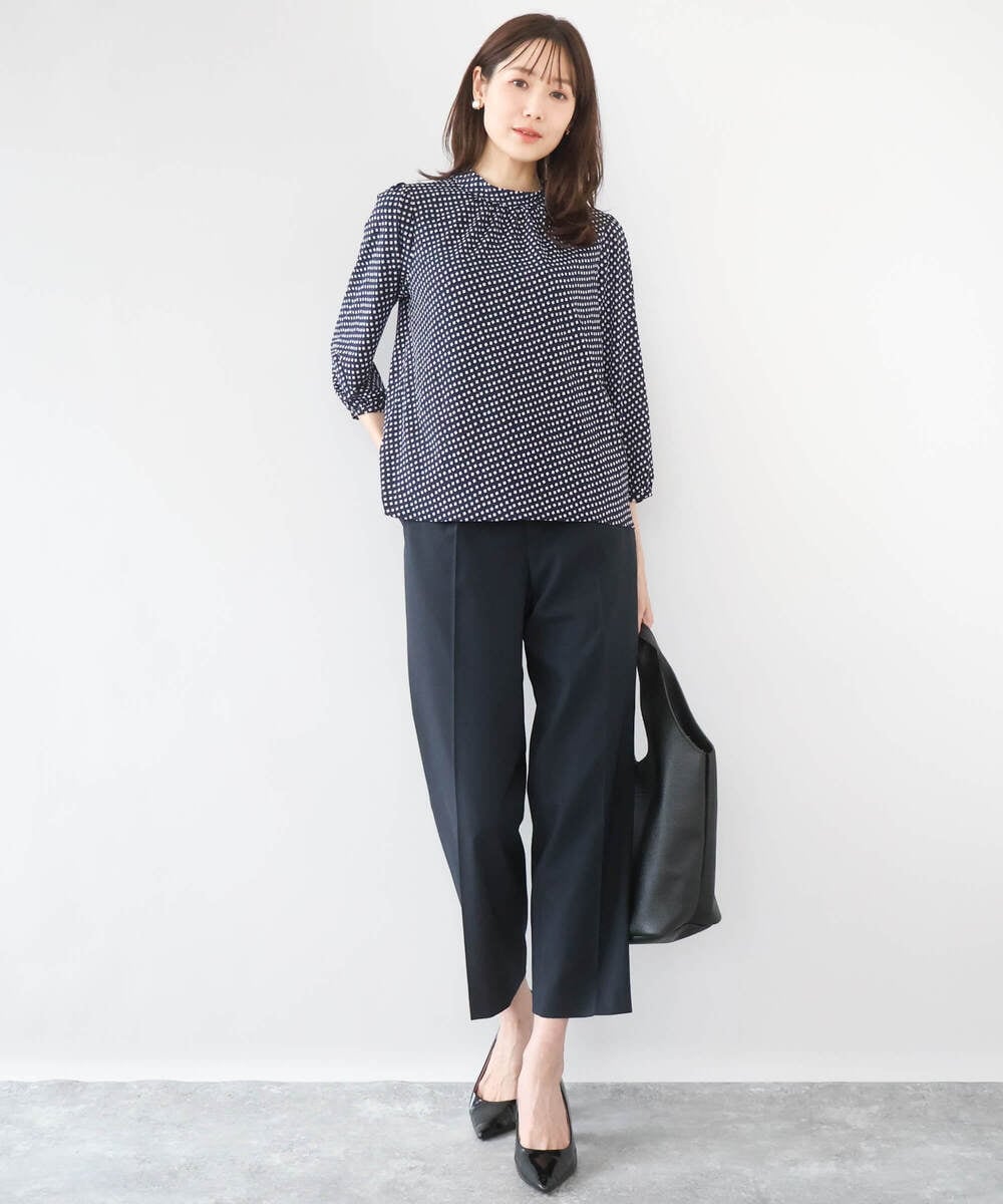 F1LGD33170 MK MICHEL KLEIN(小さいサイズ)(メゾン ドゥ サンク) 【小さいサイズ】ドライタッチストレッチ テーパードパンツ/イージーケア/洗濯機で洗える グレージュ