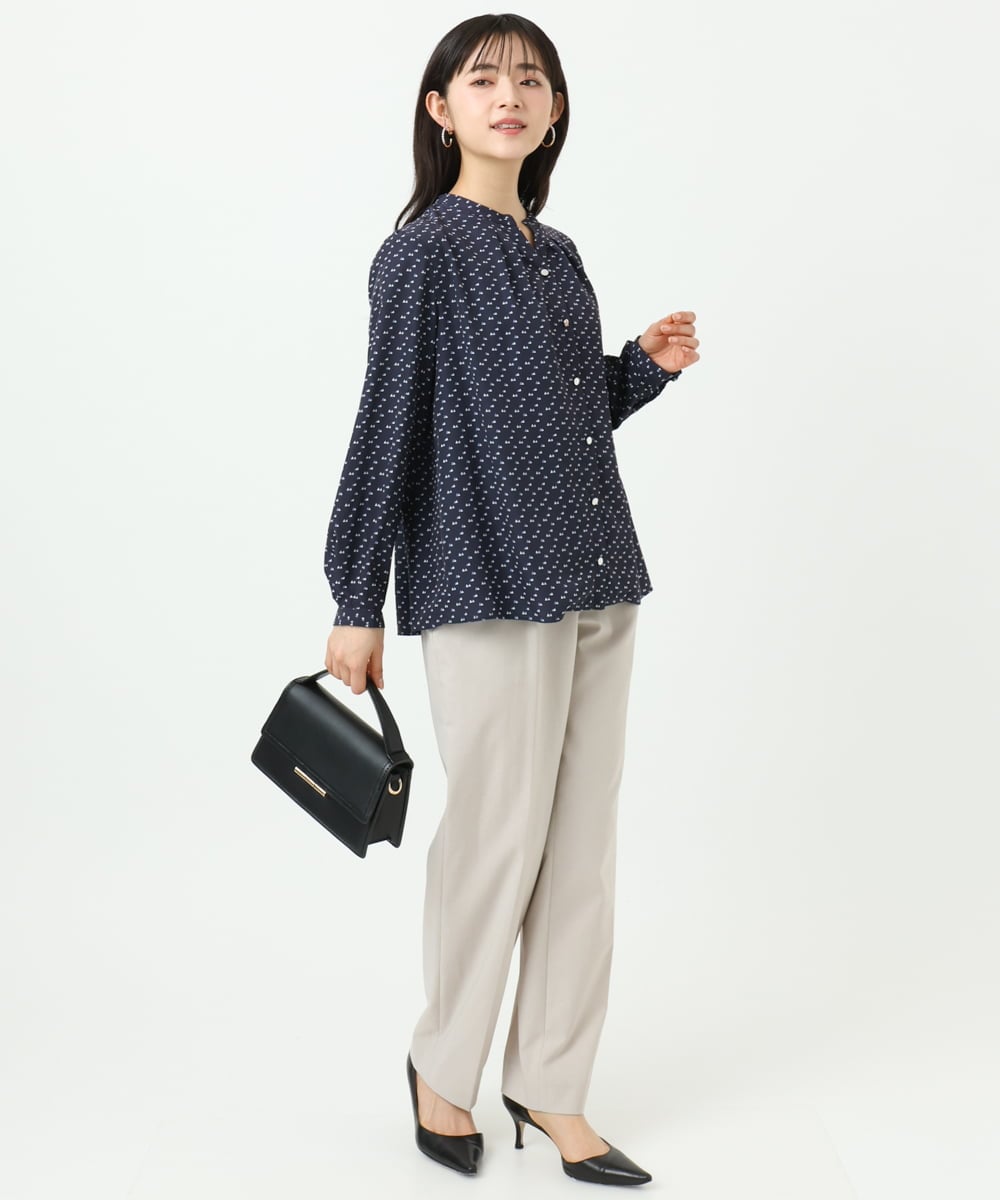 F1LGD33170 MK MICHEL KLEIN(小さいサイズ)(メゾン ドゥ サンク) 【小さいサイズ】ドライタッチストレッチ テーパードパンツ/イージーケア/洗濯機で洗える グレージュ