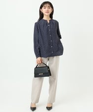 F1LGD33170 MK MICHEL KLEIN(小さいサイズ)(メゾン ドゥ サンク) 【小さいサイズ】ドライタッチストレッチ テーパードパンツ/イージーケア/洗濯機で洗える グレージュ