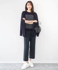 F1LGD33170 MK MICHEL KLEIN(小さいサイズ)(メゾン ドゥ サンク) 【小さいサイズ】ドライタッチストレッチ テーパードパンツ/イージーケア/洗濯機で洗える グレージュ