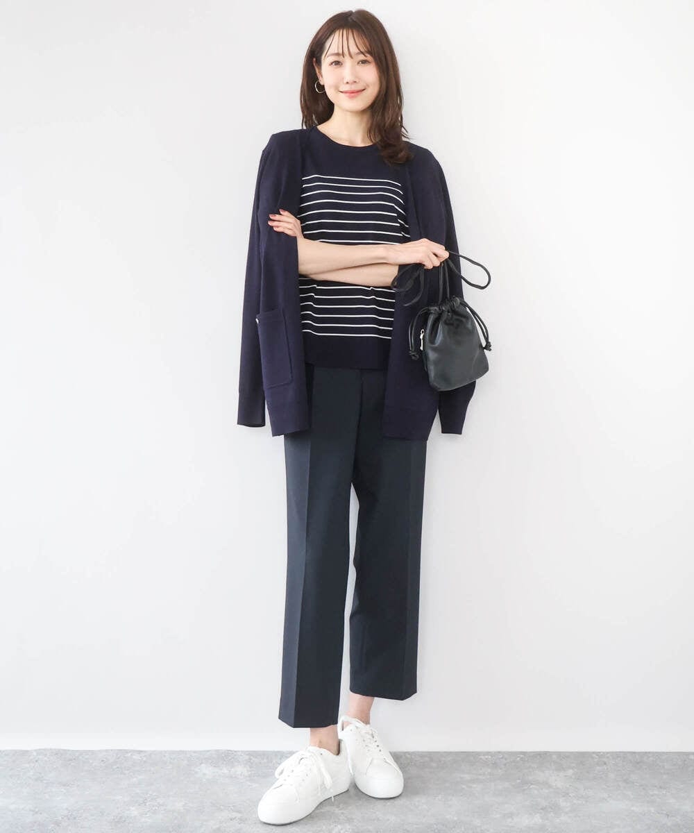 F1LGD33170 MK MICHEL KLEIN(小さいサイズ)(メゾン ドゥ サンク) 【小さいサイズ】ドライタッチストレッチ テーパードパンツ/イージーケア/洗濯機で洗える グレージュ