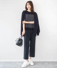 F1LGD33170 MK MICHEL KLEIN(小さいサイズ)(メゾン ドゥ サンク) 【小さいサイズ】ドライタッチストレッチ テーパードパンツ/イージーケア/洗濯機で洗える グレージュ