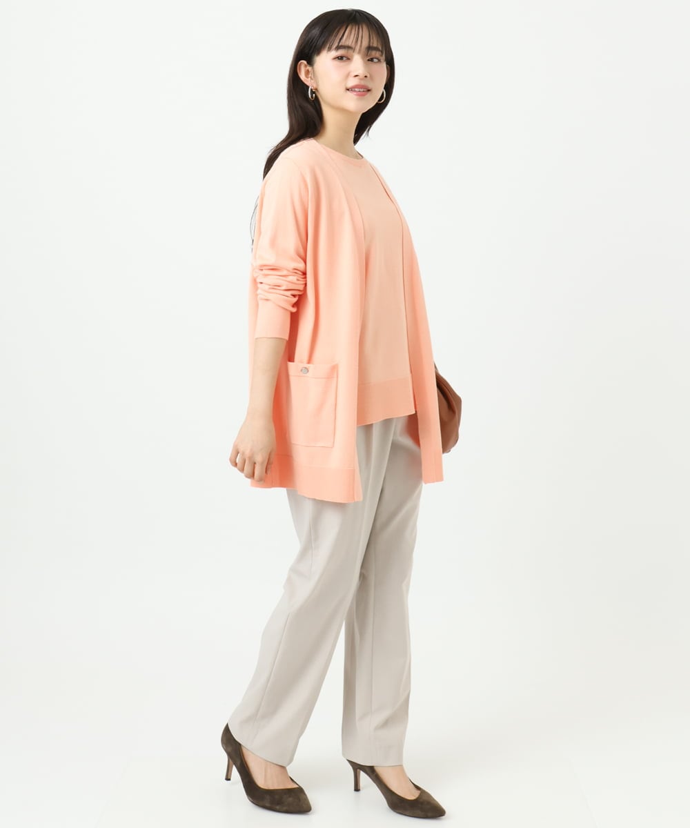 F1LGD33170 MK MICHEL KLEIN(小さいサイズ)(メゾン ドゥ サンク) 【小さいサイズ】ドライタッチストレッチ テーパードパンツ/イージーケア/洗濯機で洗える グレージュ