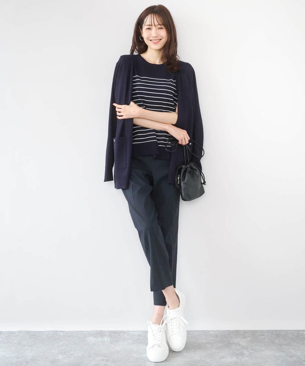 F1LGD33170 MK MICHEL KLEIN(小さいサイズ)(メゾン ドゥ サンク) 【小さいサイズ】ドライタッチストレッチ テーパードパンツ/イージーケア/洗濯機で洗える グレージュ