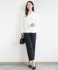 F1LGD33170 MK MICHEL KLEIN(小さいサイズ)(メゾン ドゥ サンク) 【小さいサイズ】ドライタッチストレッチ テーパードパンツ/イージーケア/洗濯機で洗える グレージュ