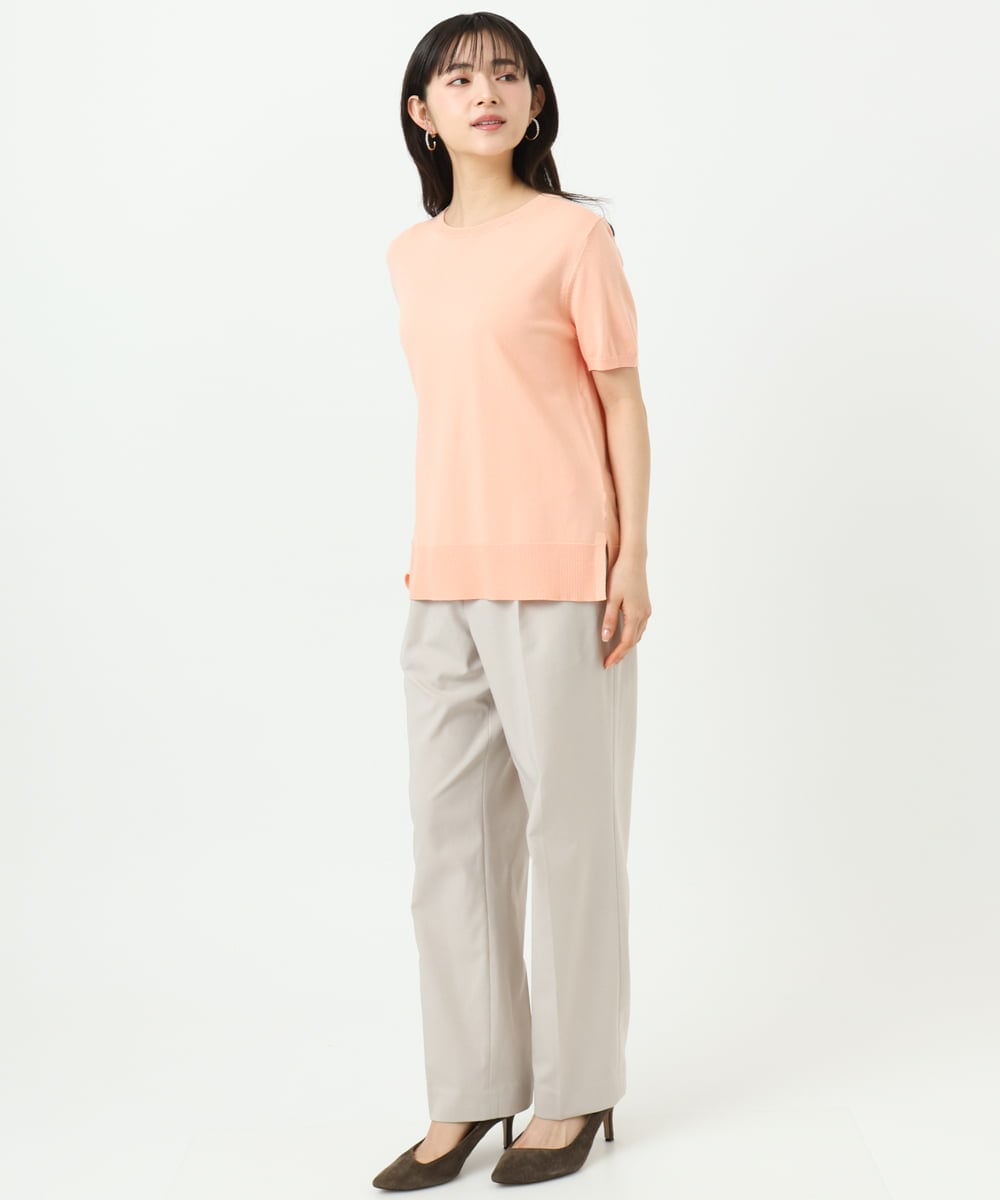 F1LGD33170 MK MICHEL KLEIN(小さいサイズ)(メゾン ドゥ サンク) 【小さいサイズ】ドライタッチストレッチ テーパードパンツ/イージーケア/洗濯機で洗える グレージュ