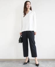 F1LGD33170 MK MICHEL KLEIN(小さいサイズ)(メゾン ドゥ サンク) 【小さいサイズ】ドライタッチストレッチ テーパードパンツ/イージーケア/洗濯機で洗える グレージュ