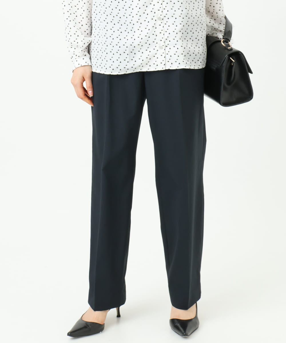 F1LGD33170 MK MICHEL KLEIN(小さいサイズ)(メゾン ドゥ サンク) 【小さいサイズ】ドライタッチストレッチ テーパードパンツ/イージーケア/洗濯機で洗える グレージュ