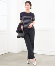 F1LGD33170 MK MICHEL KLEIN(小さいサイズ)(メゾン ドゥ サンク) 【小さいサイズ】ドライタッチストレッチ テーパードパンツ/イージーケア/洗濯機で洗える グレージュ
