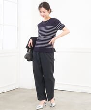 F1LGD33170 MK MICHEL KLEIN(小さいサイズ)(メゾン ドゥ サンク) 【小さいサイズ】ドライタッチストレッチ テーパードパンツ/イージーケア/洗濯機で洗える グレージュ