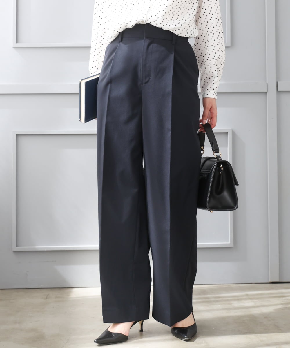 F1LGD34170 MK MICHEL KLEIN(小さいサイズ) 【小さいサイズ】ドライタッチストレッチ ワイドパンツ/イージーケア/洗濯機で洗える