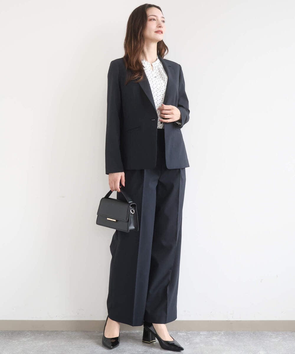 F1LGD34170 MK MICHEL KLEIN(小さいサイズ)(メゾン ドゥ サンク) 【小さいサイズ】ドライタッチストレッチ ワイドパンツ/イージーケア/洗濯機で洗える グレージュ