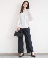 F1LGD34170 MK MICHEL KLEIN(小さいサイズ)(メゾン ドゥ サンク) 【小さいサイズ】ドライタッチストレッチ ワイドパンツ/イージーケア/洗濯機で洗える グレージュ