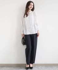 F1LGD34170 MK MICHEL KLEIN(小さいサイズ)(メゾン ドゥ サンク) 【小さいサイズ】ドライタッチストレッチ ワイドパンツ/イージーケア/洗濯機で洗える グレージュ