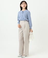 F1LGD34170 MK MICHEL KLEIN(小さいサイズ)(メゾン ドゥ サンク) 【小さいサイズ】ドライタッチストレッチ ワイドパンツ/イージーケア/洗濯機で洗える グレージュ