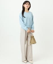 F1LGD34170 MK MICHEL KLEIN(小さいサイズ)(メゾン ドゥ サンク) 【小さいサイズ】ドライタッチストレッチ ワイドパンツ/イージーケア/洗濯機で洗える グレージュ
