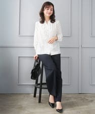 F1LGD34170 MK MICHEL KLEIN(小さいサイズ)(メゾン ドゥ サンク) 【小さいサイズ】ドライタッチストレッチ ワイドパンツ/イージーケア/洗濯機で洗える グレージュ