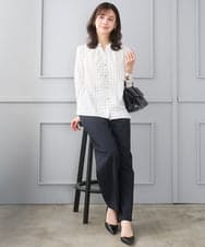 F1LGD34170 MK MICHEL KLEIN(小さいサイズ)(メゾン ドゥ サンク) 【小さいサイズ】ドライタッチストレッチ ワイドパンツ/イージーケア/洗濯機で洗える グレージュ