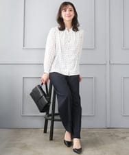 F1LGD34170 MK MICHEL KLEIN(小さいサイズ)(メゾン ドゥ サンク) 【小さいサイズ】ドライタッチストレッチ ワイドパンツ/イージーケア/洗濯機で洗える グレージュ