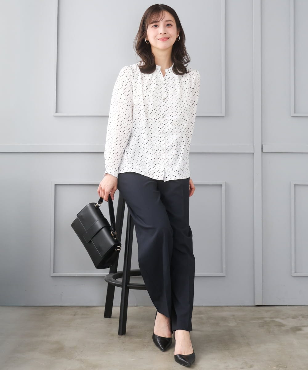 F1LGD34170 MK MICHEL KLEIN(小さいサイズ)(メゾン ドゥ サンク) 【小さいサイズ】ドライタッチストレッチ ワイドパンツ/イージーケア/洗濯機で洗える グレージュ