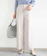 F1LGD34170 MK MICHEL KLEIN(小さいサイズ)(メゾン ドゥ サンク) 【小さいサイズ】ドライタッチストレッチ ワイドパンツ/イージーケア/洗濯機で洗える グレージュ