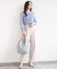 F1LGD34170 MK MICHEL KLEIN(小さいサイズ)(メゾン ドゥ サンク) 【小さいサイズ】ドライタッチストレッチ ワイドパンツ/イージーケア/洗濯機で洗える グレージュ