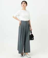 F1LGD37170 MK MICHEL KLEIN(小さいサイズ)(メゾン ドゥ サンク) 【小さいサイズ】ストレッチ3タックワイドパンツ/洗える ダークグレー