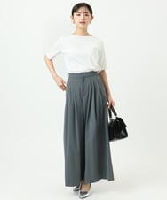 F1LGD37170 MK MICHEL KLEIN(小さいサイズ)(メゾン ドゥ サンク) 【小さいサイズ】ストレッチ3タックワイドパンツ/洗える ダークグレー