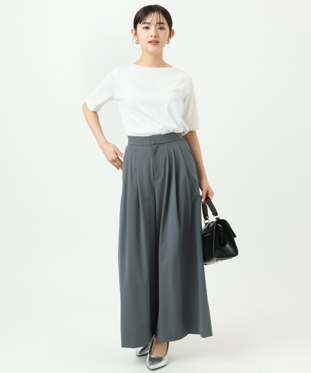 F1LGD37170 MK MICHEL KLEIN(小さいサイズ)(メゾン ドゥ サンク) 【小さいサイズ】ストレッチ3タックワイドパンツ/洗える ダークグレー