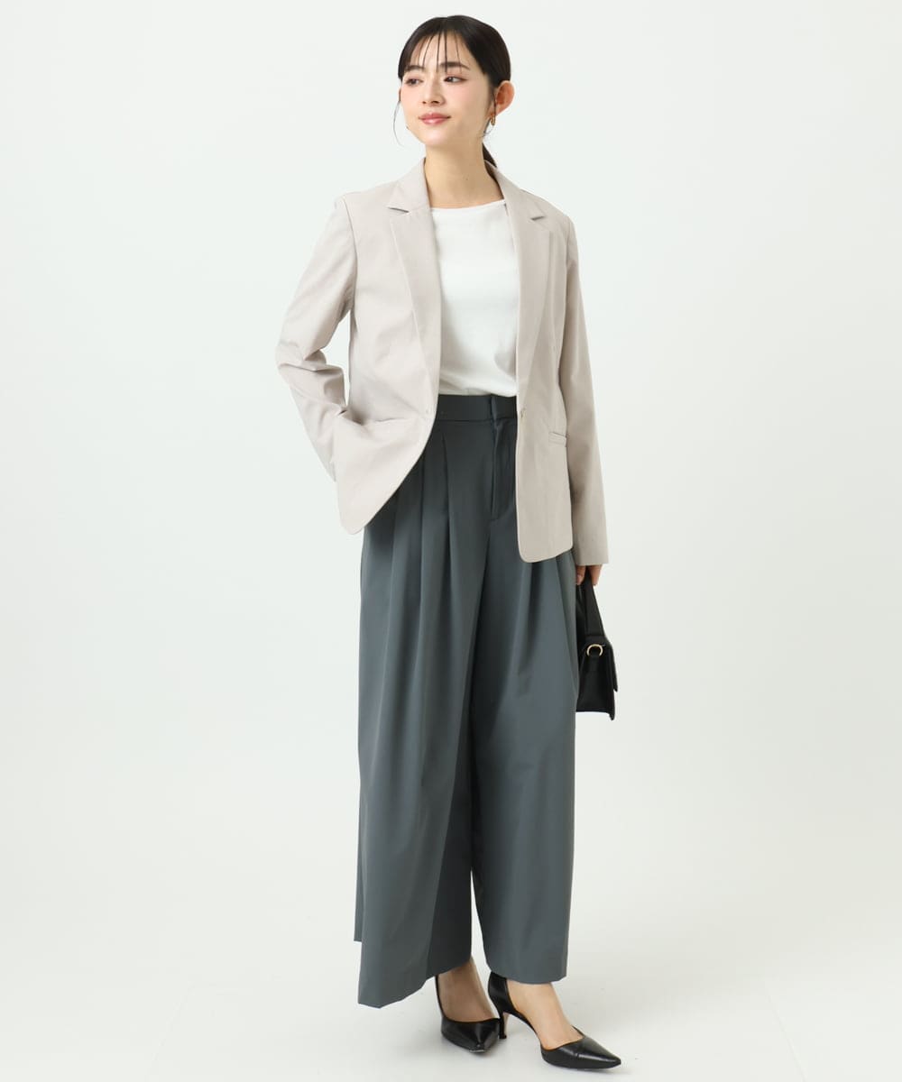F1LGD37170 MK MICHEL KLEIN(小さいサイズ)(メゾン ドゥ サンク) 【小さいサイズ】ストレッチ3タックワイドパンツ/洗える ダークグレー