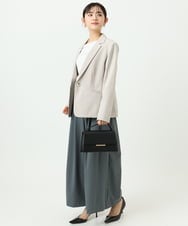 F1LGD37170 MK MICHEL KLEIN(小さいサイズ)(メゾン ドゥ サンク) 【小さいサイズ】ストレッチ3タックワイドパンツ/洗える ダークグレー