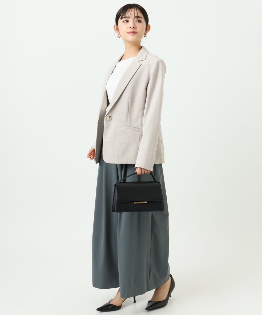F1LGD37170 MK MICHEL KLEIN(小さいサイズ)(メゾン ドゥ サンク) 【小さいサイズ】ストレッチ3タックワイドパンツ/洗える ダークグレー