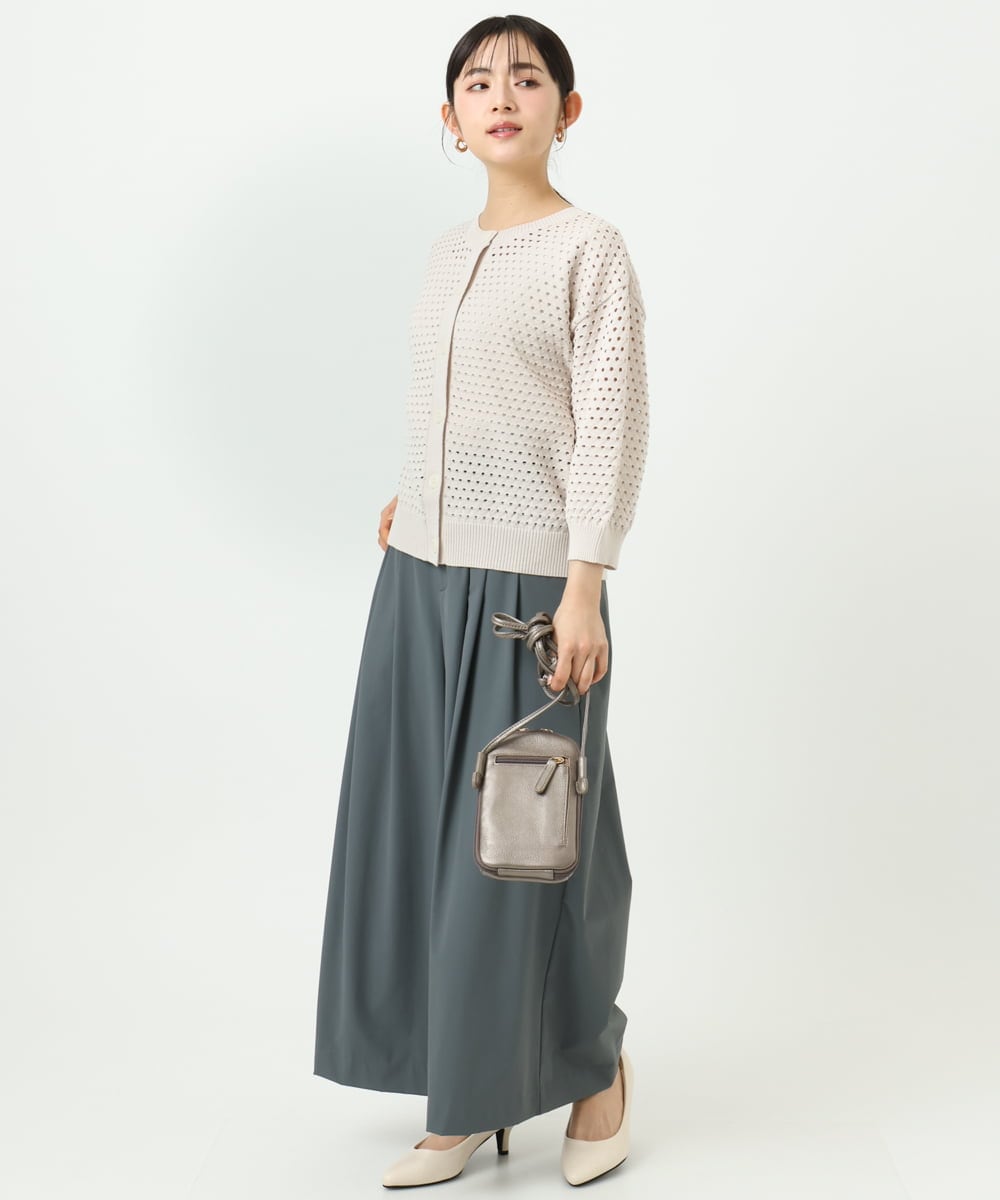 F1LGD37170 MK MICHEL KLEIN(小さいサイズ)(メゾン ドゥ サンク) 【小さいサイズ】ストレッチ3タックワイドパンツ/洗える ダークグレー