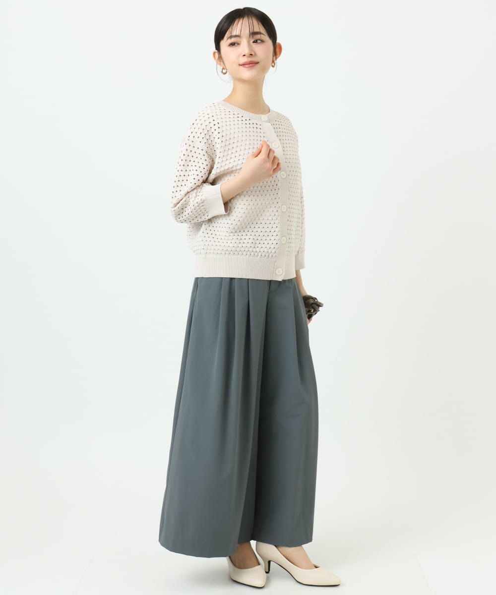 F1LGD37170 MK MICHEL KLEIN(小さいサイズ)(メゾン ドゥ サンク) 【小さいサイズ】ストレッチ3タックワイドパンツ/洗える ダークグレー