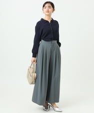 F1LGD37170 MK MICHEL KLEIN(小さいサイズ)(メゾン ドゥ サンク) 【小さいサイズ】ストレッチ3タックワイドパンツ/洗える ダークグレー