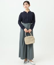 F1LGD37170 MK MICHEL KLEIN(小さいサイズ)(メゾン ドゥ サンク) 【小さいサイズ】ストレッチ3タックワイドパンツ/洗える ダークグレー