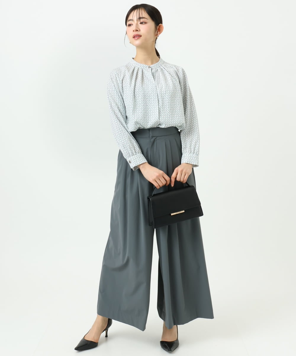F1LGD37170 MK MICHEL KLEIN(小さいサイズ)(メゾン ドゥ サンク) 【小さいサイズ】ストレッチ3タックワイドパンツ/洗える ダークグレー