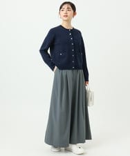 F1LGD37170 MK MICHEL KLEIN(小さいサイズ)(メゾン ドゥ サンク) 【小さいサイズ】ストレッチ3タックワイドパンツ/洗える ダークグレー