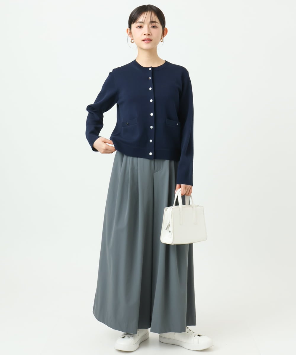F1LGD37170 MK MICHEL KLEIN(小さいサイズ)(メゾン ドゥ サンク) 【小さいサイズ】ストレッチ3タックワイドパンツ/洗える ダークグレー